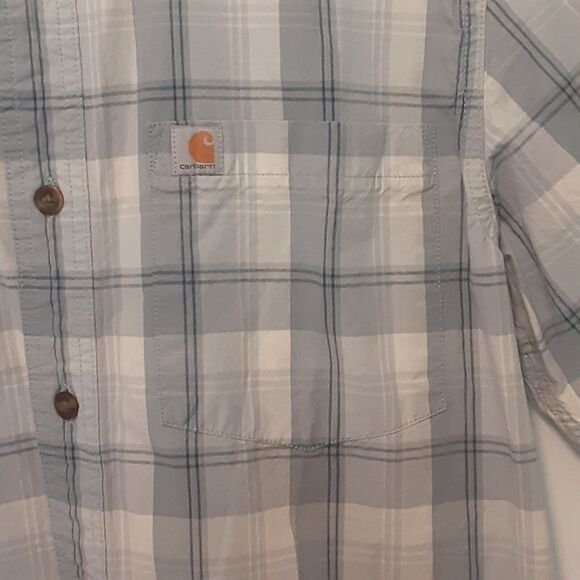 Carhartt Workwear Relaxed Fit Plaid Button Down Shirt Outdoors Mens Medium Blue - Picture 2 of 7